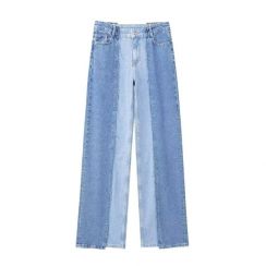 4Pcs Womens High Waisted Colorblocked Straight Leg Washed Jeans