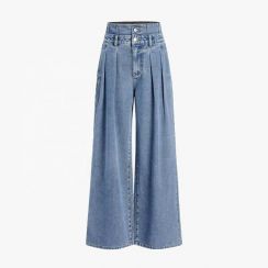 4Pcs Womens Double Waisted Wide Leg Jeans