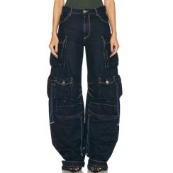 18Pcs Stylish Wide Leg Button Closure 5 Pocket Womens Pants